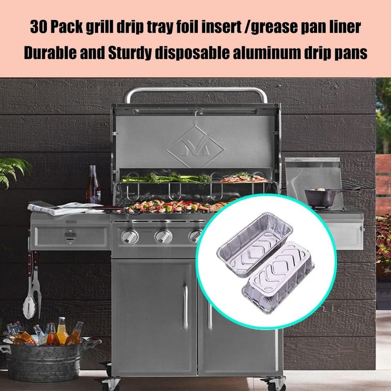 DONSIQIZZ 30-Pack Grease Tray Liner Drip Pan Liners for Members Mark 5-Burner Outdoor Flat Top Gas Griddle l Replacement Members Mark 5 Burner Griddle Aluminum Foil Grease Pan Disposable - Image 5